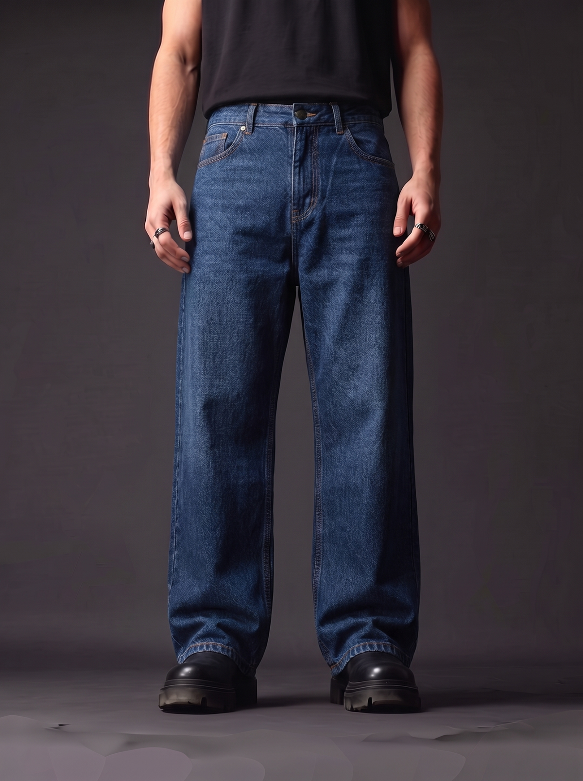 The Deep Baggy — editorial — deep indigo baggy men's jeans