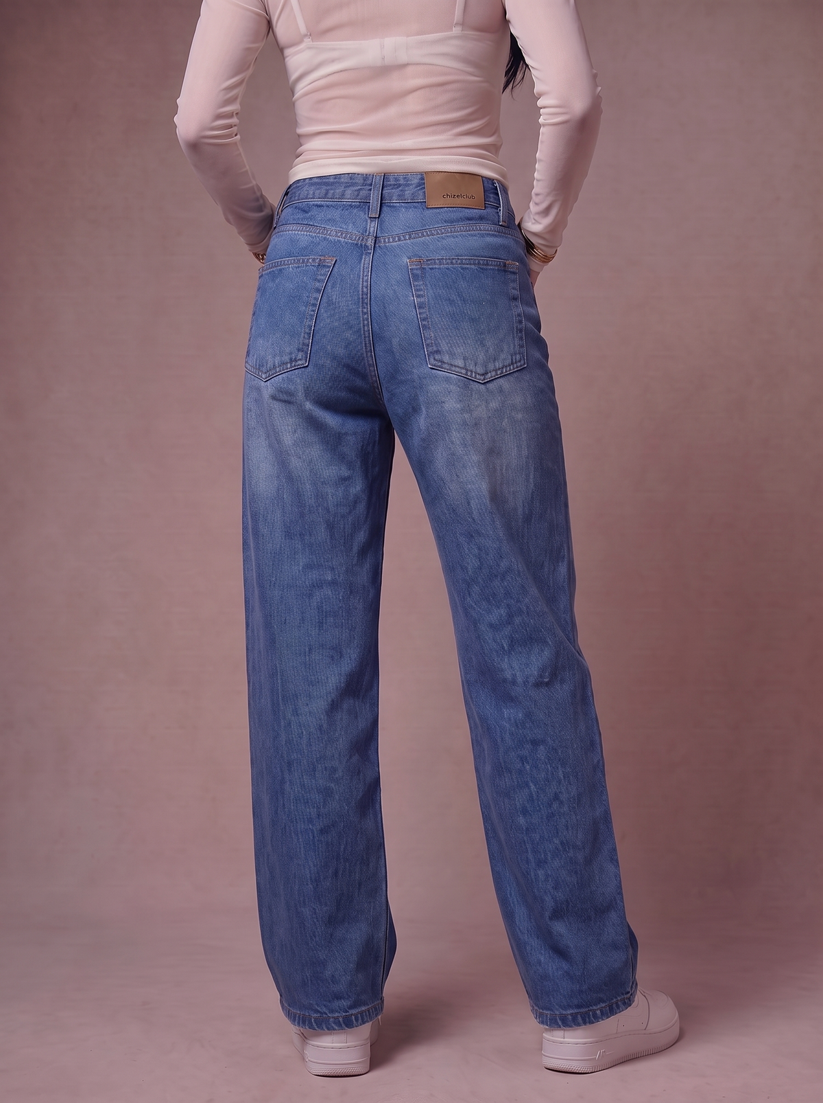 The Classic Straight — fabric texture macro, 100% cotton denim weave