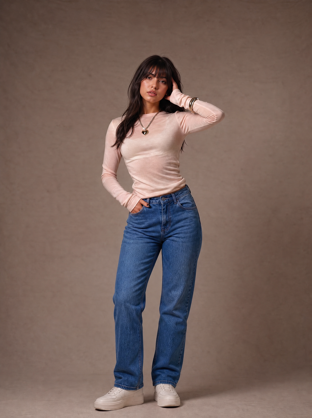 The Classic Straight — front view, full body, vintage indigo wash