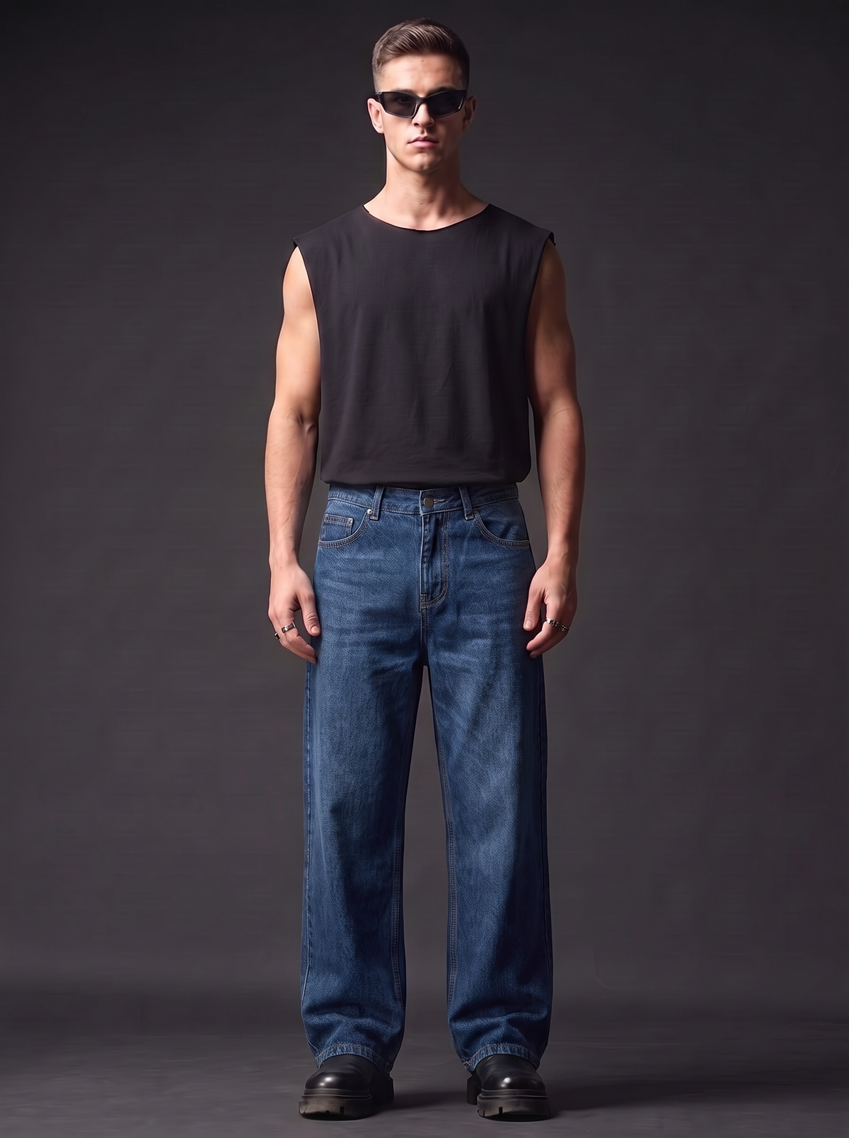 The Deep Baggy — front — deep indigo baggy men's jeans