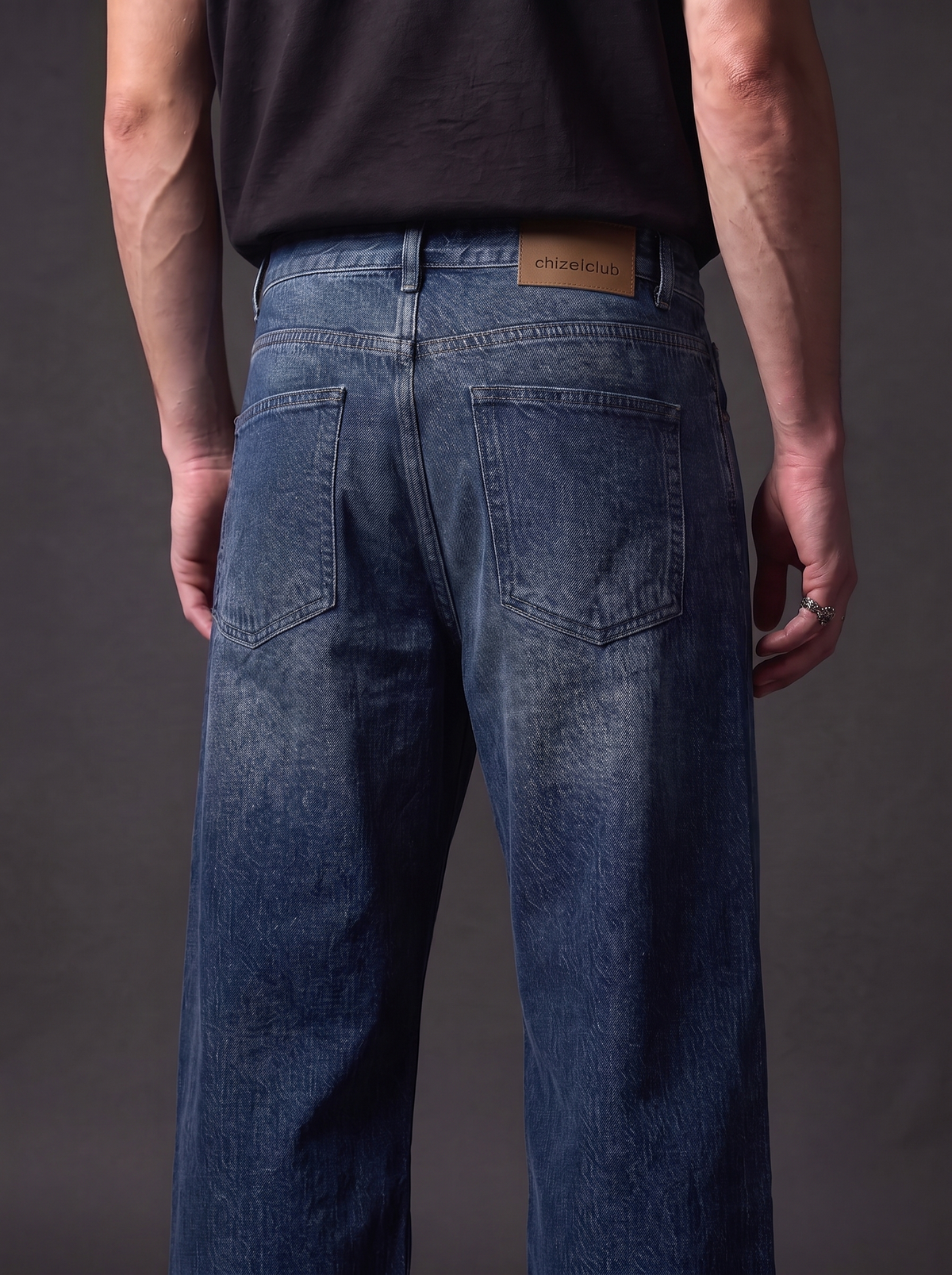 The Deep Baggy — detail — deep indigo baggy men's jeans