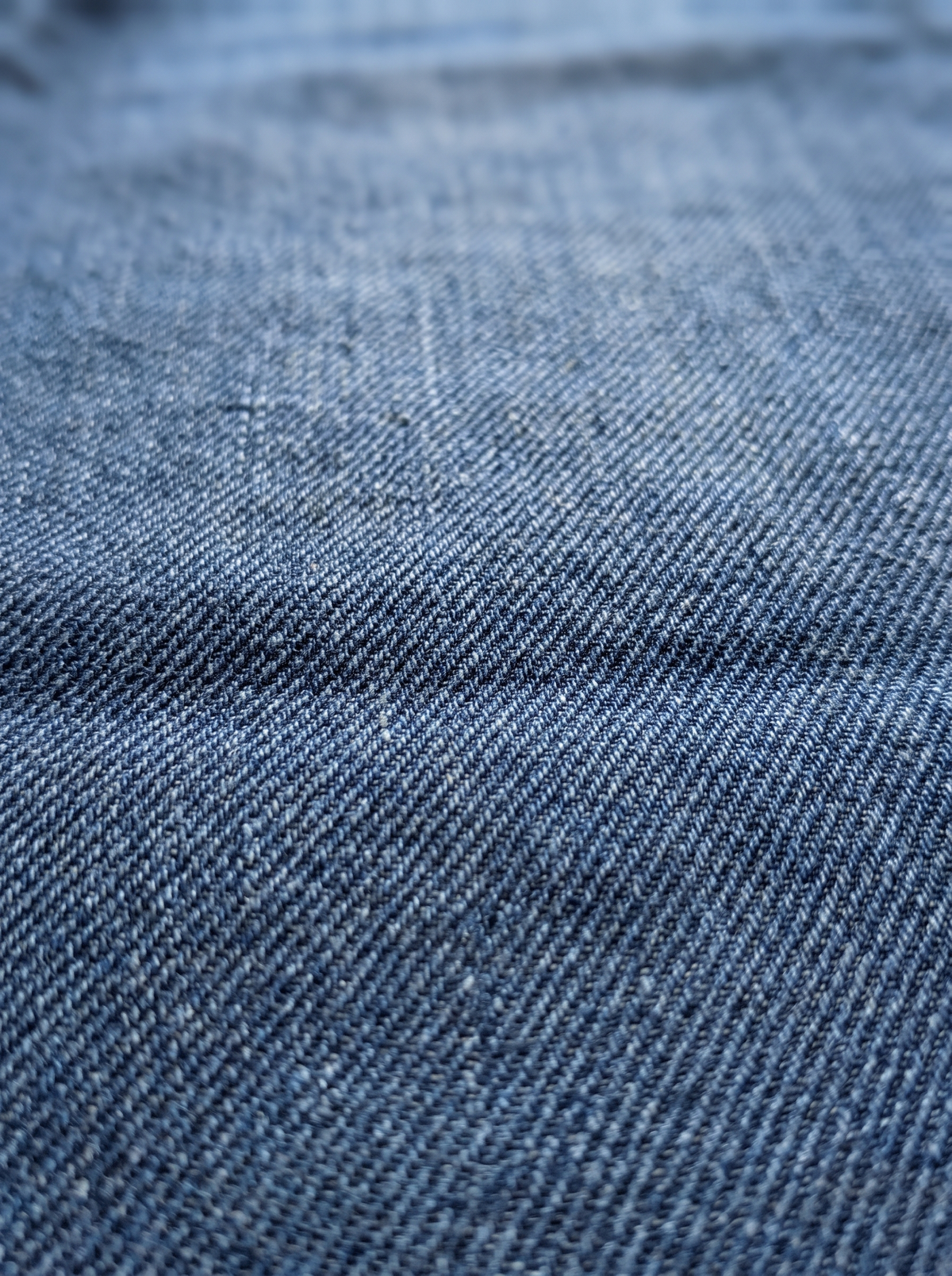 The Relaxed Wide — fabric texture macro, 100% cotton denim weave